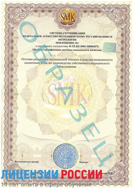 Образец сертификата соответствия (приложение) Переславль-Залесский Сертификат ISO 13485